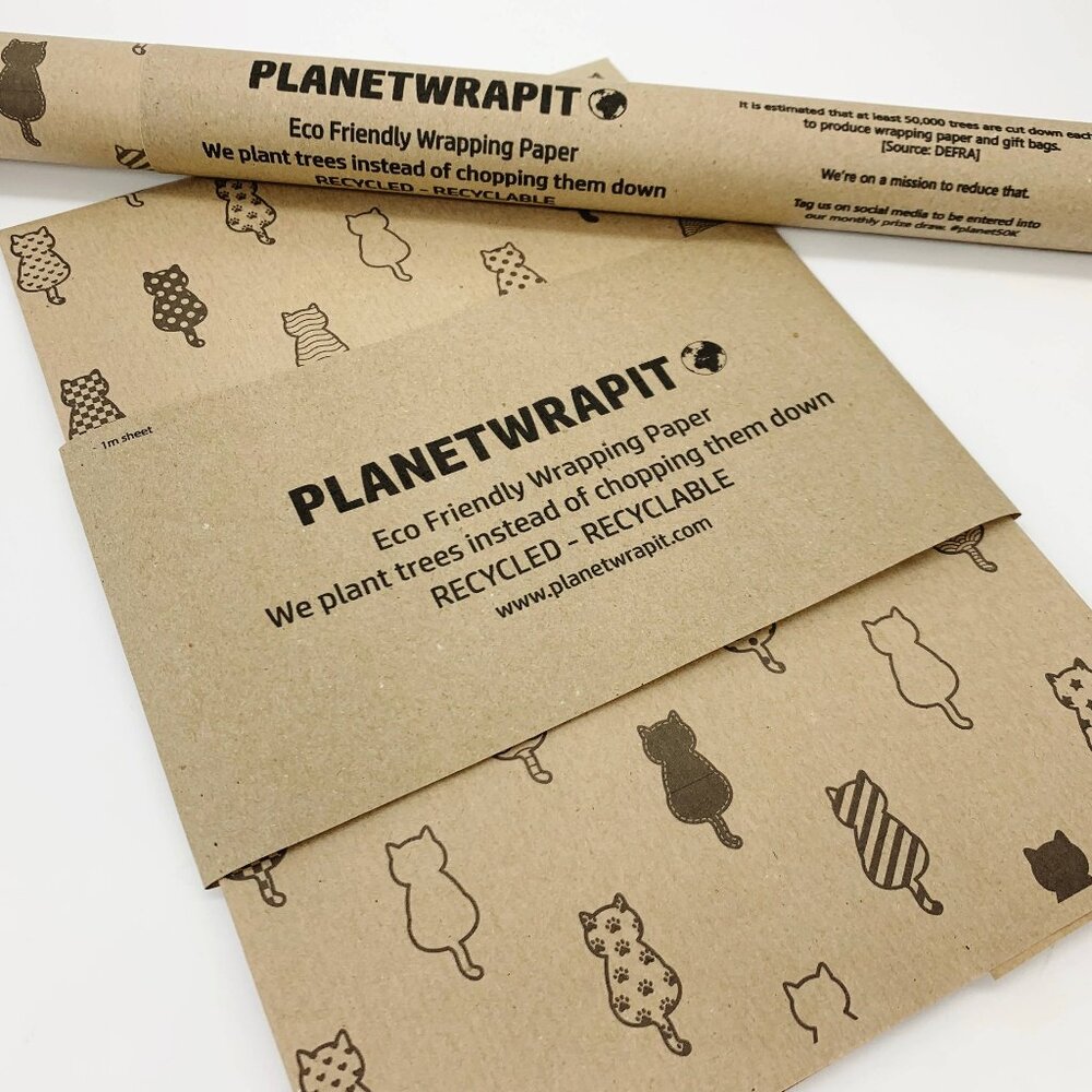 Cats Recycled Eco Kraft Wrapping Paper